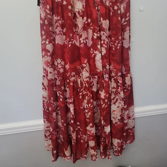 Maison Tara Floral Chiffon 3/4 Sleeve Maxi Dress - Picture 6 of 10